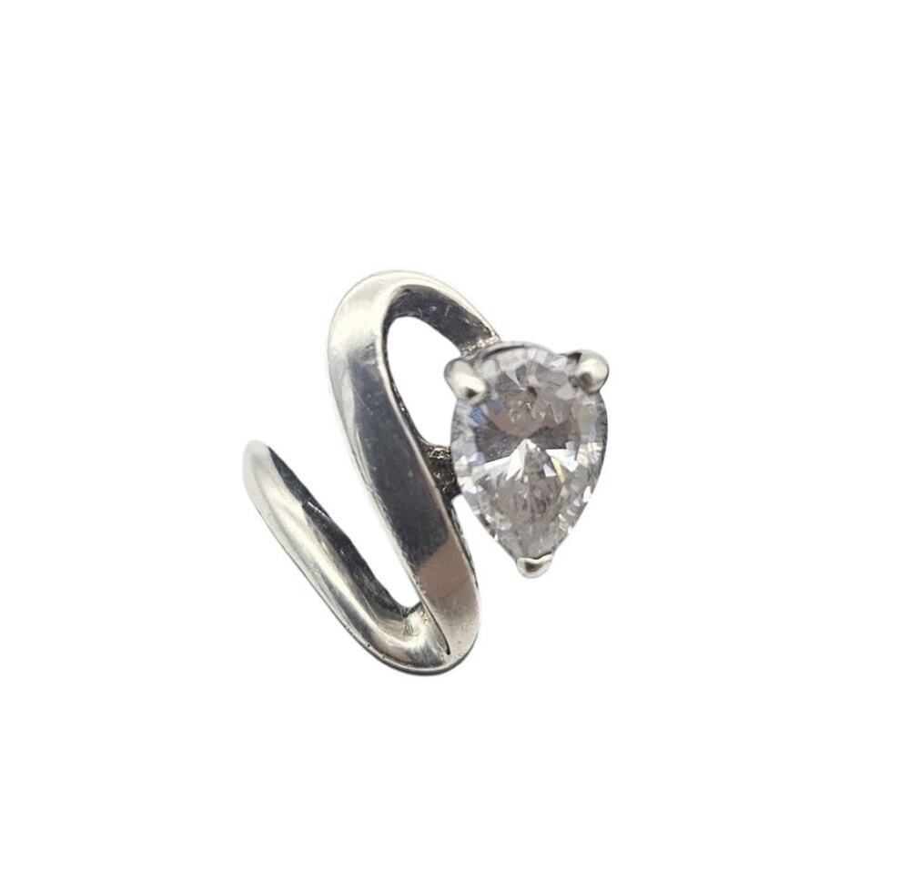 Sterling Silver M Morning Sun Contemporary Pear Shape CZ Swirl Ring Size 4.5